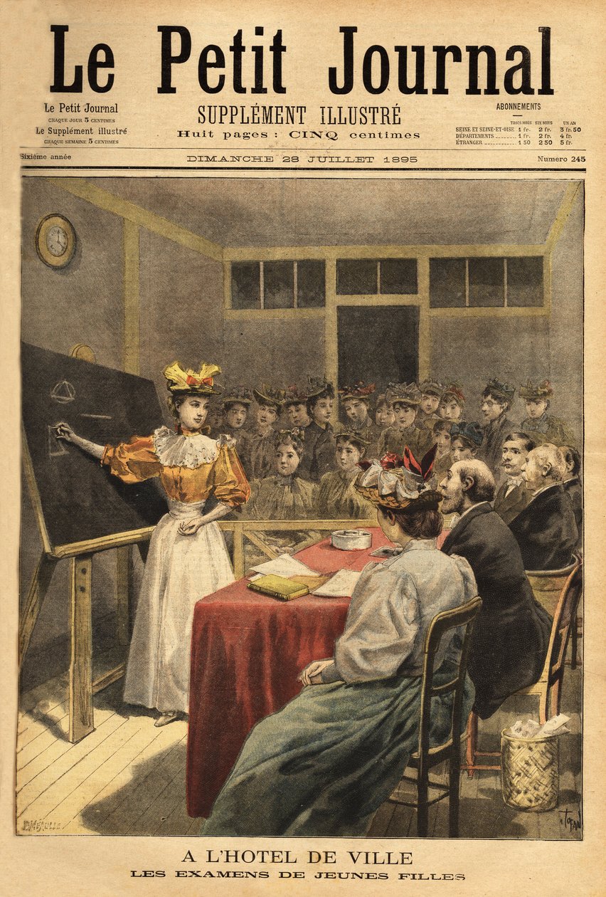 Fiatal lányok vizsgái a párizsi városházán. Metszet a „” Le petit journal”-ban 1895.07.28. Selva gyűjteménye. alkotó: Unknown artist