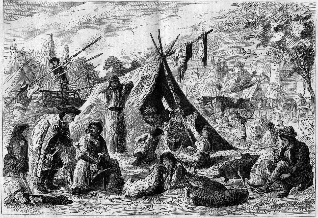Zingari tábor (bohém tábor) Ausztriában, Bécs külvárosában 1873-ban. alkotó: Unknown artist