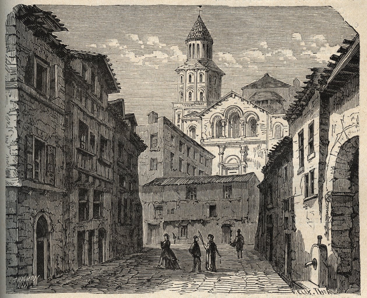 Saint-Front székesegyház - Perigueux - Dordogne - Franciaország - (Szent Front) metszet a „” PATRIE” felirattal – A PECTUREQUIREQUE FRANCIAORSZÁG LEÍRÁSA 6 KÖTETŐBEN LUCIEN HUARD - 19. század vége alkotó: Unknown artist