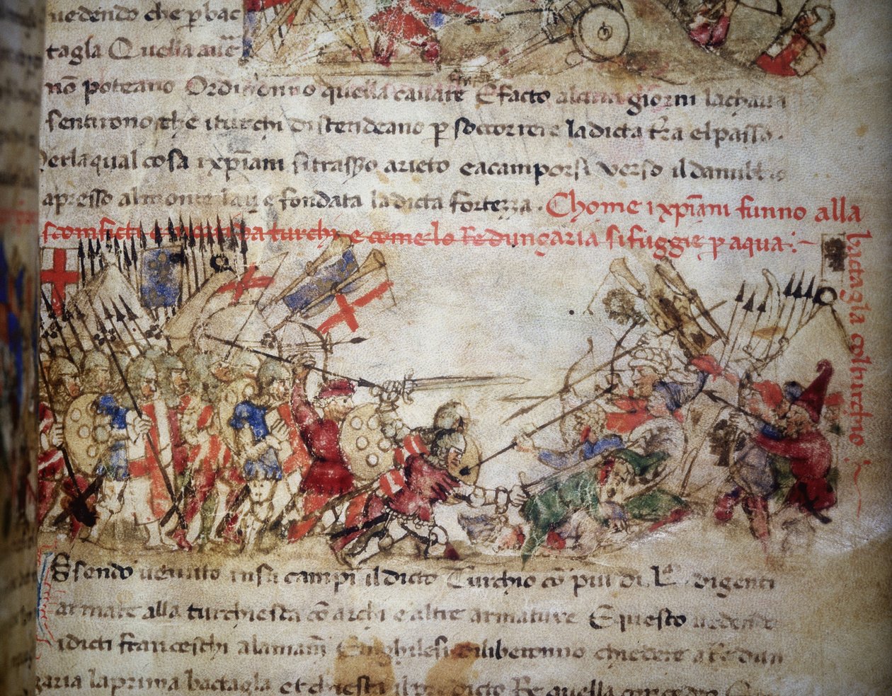 a keresztesek veresége 1396-ban - in "" Sercambi krónikái "", v. 1400. Országos Levéltár, Lucca. alkotó: Unknown artist