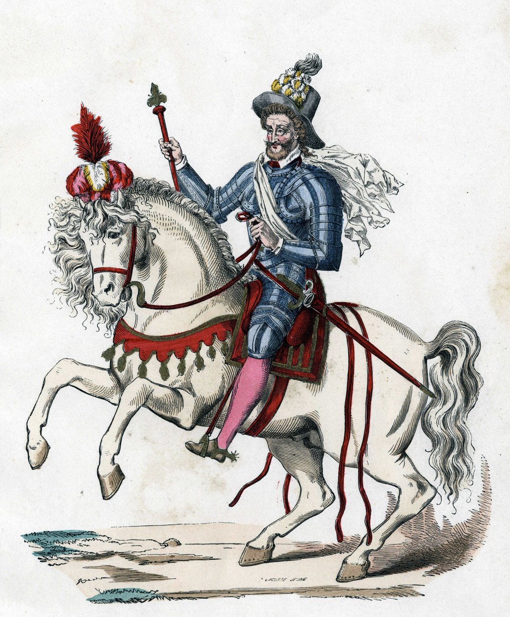IV. Henrik francia király lovas portréja 1596-ban (1553-1610) - A franciák polgári és katonai viseletei a századokon át Paris F. Roy 1882-ben. alkotó: Unknown artist