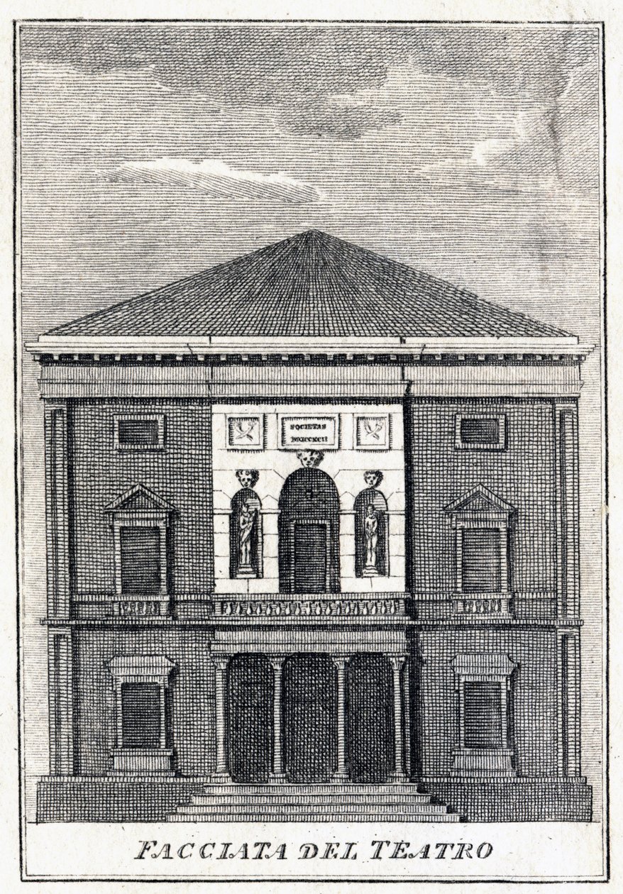 század közepén a velencei Fenice Színház homlokzata. alkotó: Unknown artist