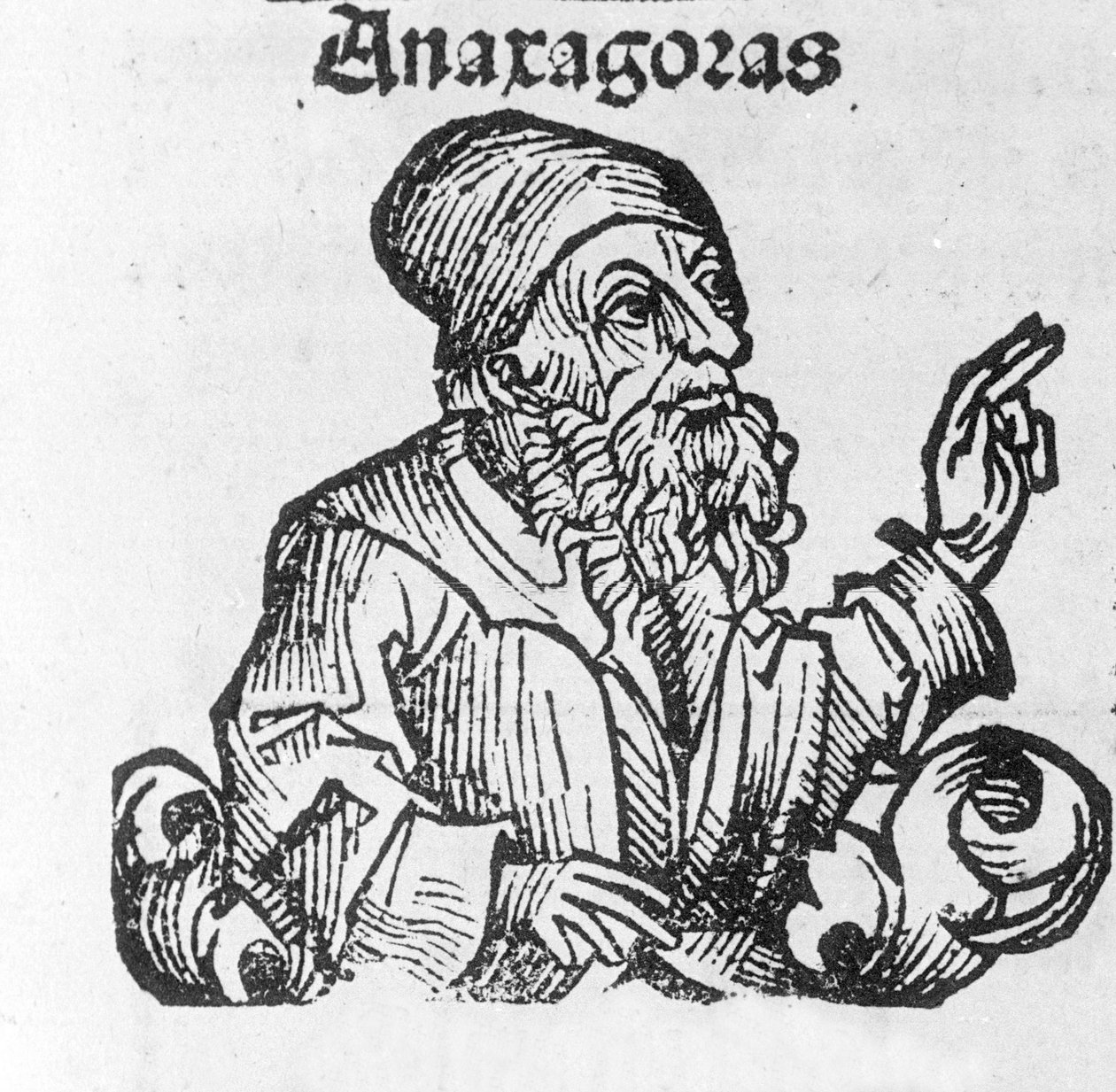 Clazomenae Anaxagorasz portréja. görögül Anaxagoras görög filozófus (Kr. e. 500-428) 19. század (metszet) alkotó: Unknown artist