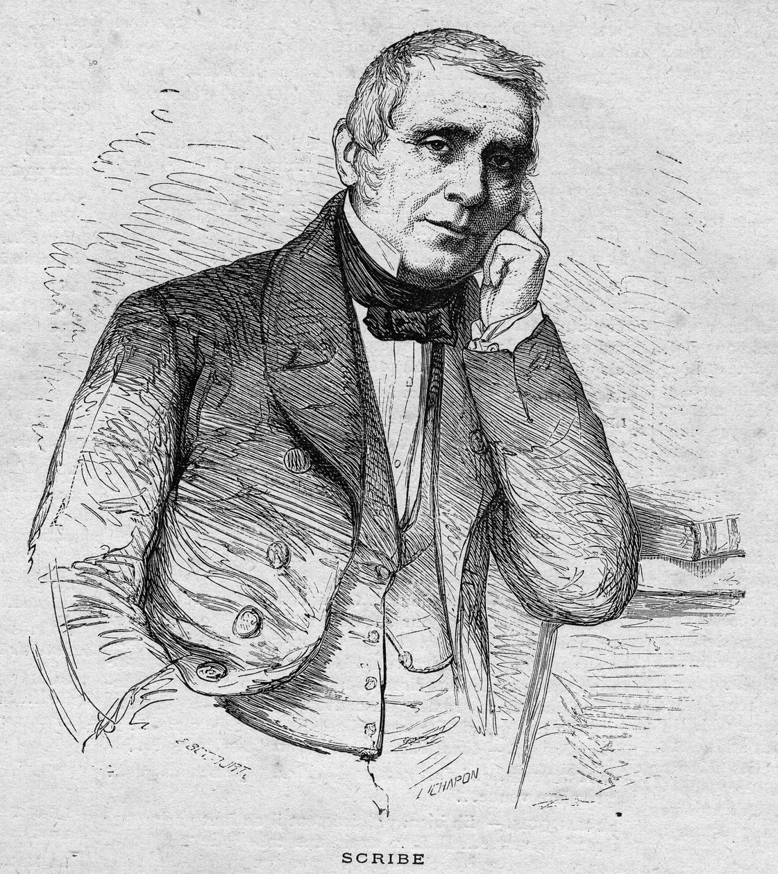 Eugène Scribe portréja. Francia drámaíró (1791-1861) 1892-es metszet alkotó: Unknown artist