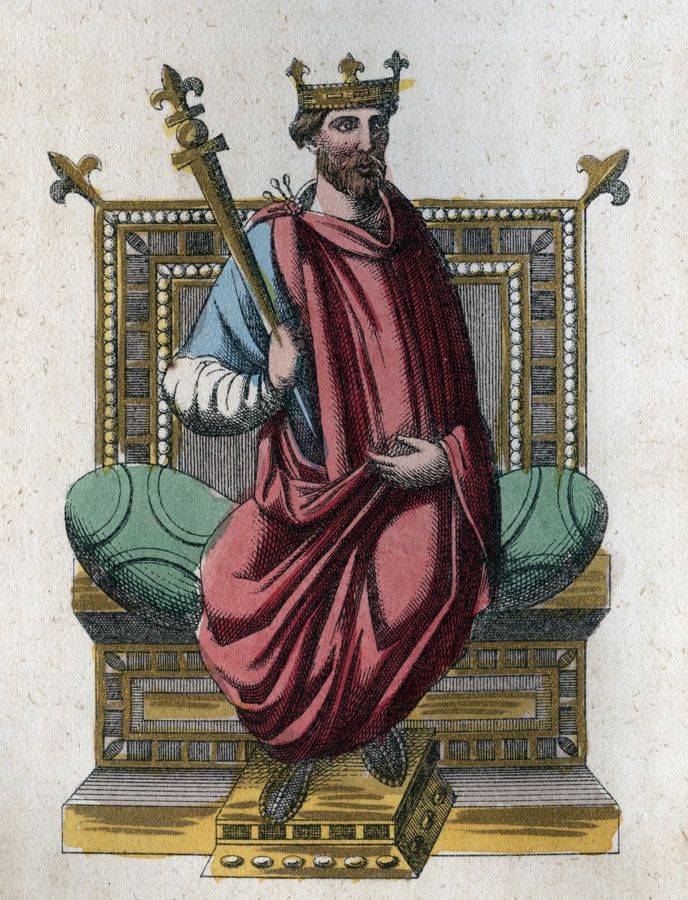 I. Ottó portréja, más néven Nagy Ottó (912-973) Szent Római Császár (I. Ottó a Szent Birodalomból Nagy Ottó) (I. Ottó Szászországból, Nagy Ottónak hívják) - metszet a „Minden használatáról és szokásairól” én az Univerzum népei. Ez a g története alkotó: Unknown artist