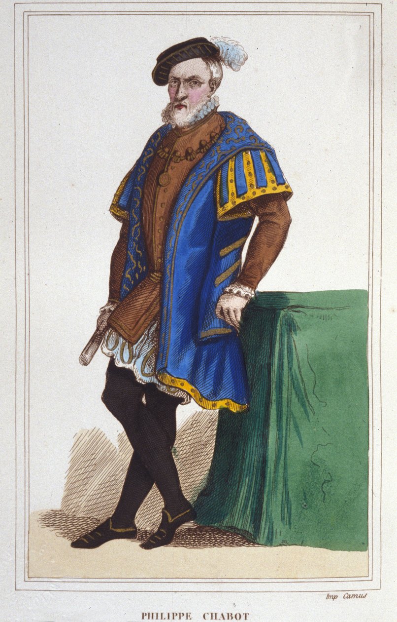 Philippe de Chabot, Brion hadnagyának, Franciaország tengernagyának (1480-1543) portréja. metszet 1830-ból alkotó: Unknown artist