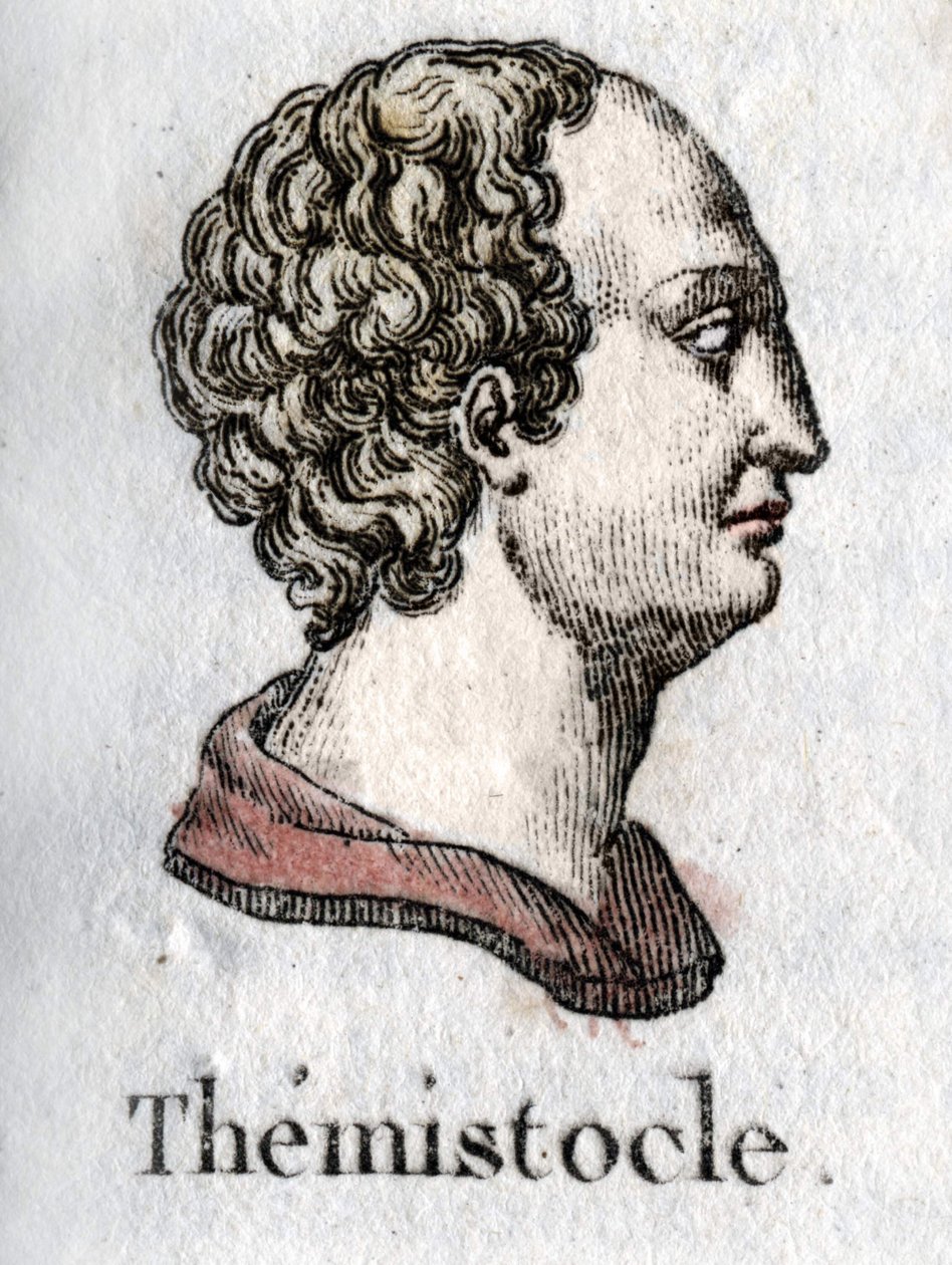 Themistoklês portréja. görögül Themistoklês államférfi és athéni hadvezér (Kr. e. 525-től Kr. e. 460-ig) Metszet 1822-ből. alkotó: Unknown artist