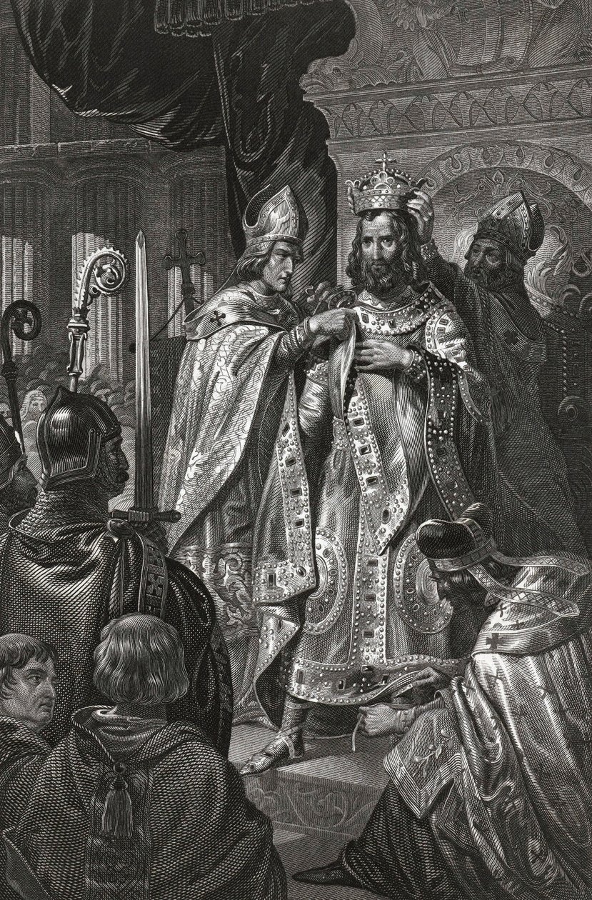 sacre de Baudouin de Boulogne dit Baudouin Ier (v. 1065-1118), roi de Jerusalem – I. Baldwin koronázása 1100. karácsony napján par Anonymous alkotó: Unknown artist