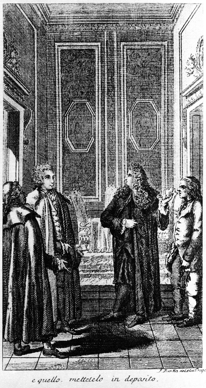 a libertinus Giacomo Casanova (1725-1798) kalandor és olasz író letartóztatása. századi metszet alkotó: Unknown artist