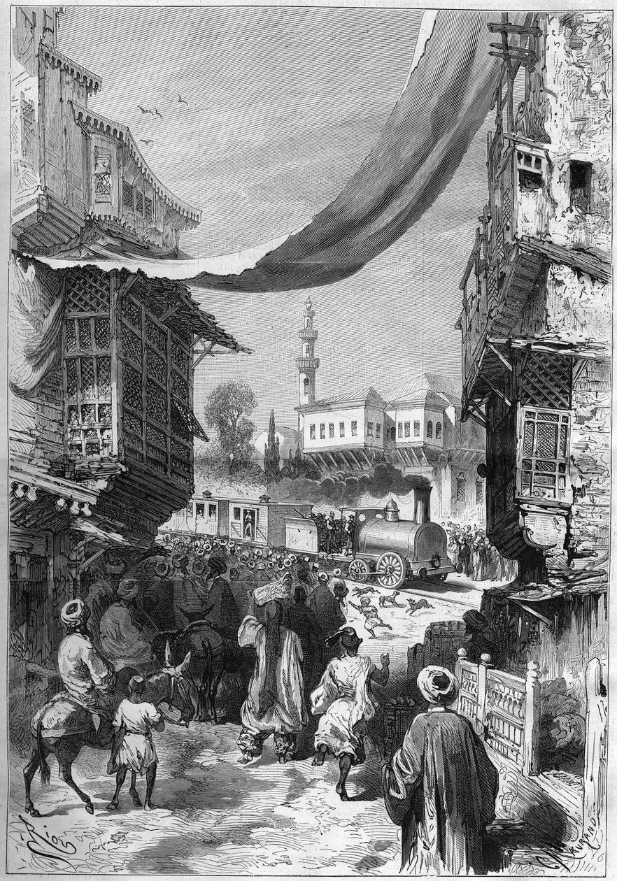az első vasúti vonat, amely 1872-ben érkezett Konstantinápolyba. alkotó: Unknown artist