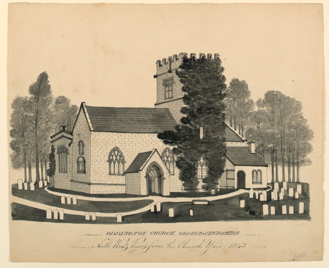 Oddington Church Yard, Gloucestershire, North West View alkotó: Unknown, English