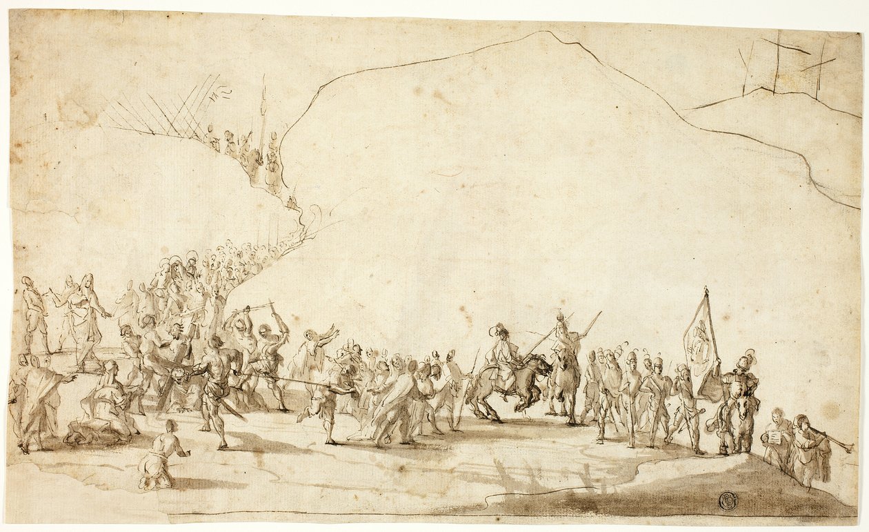Kálvária (recto); a jobb láb alsó részének vázlata (verso) alkotó: Unknown Florentine