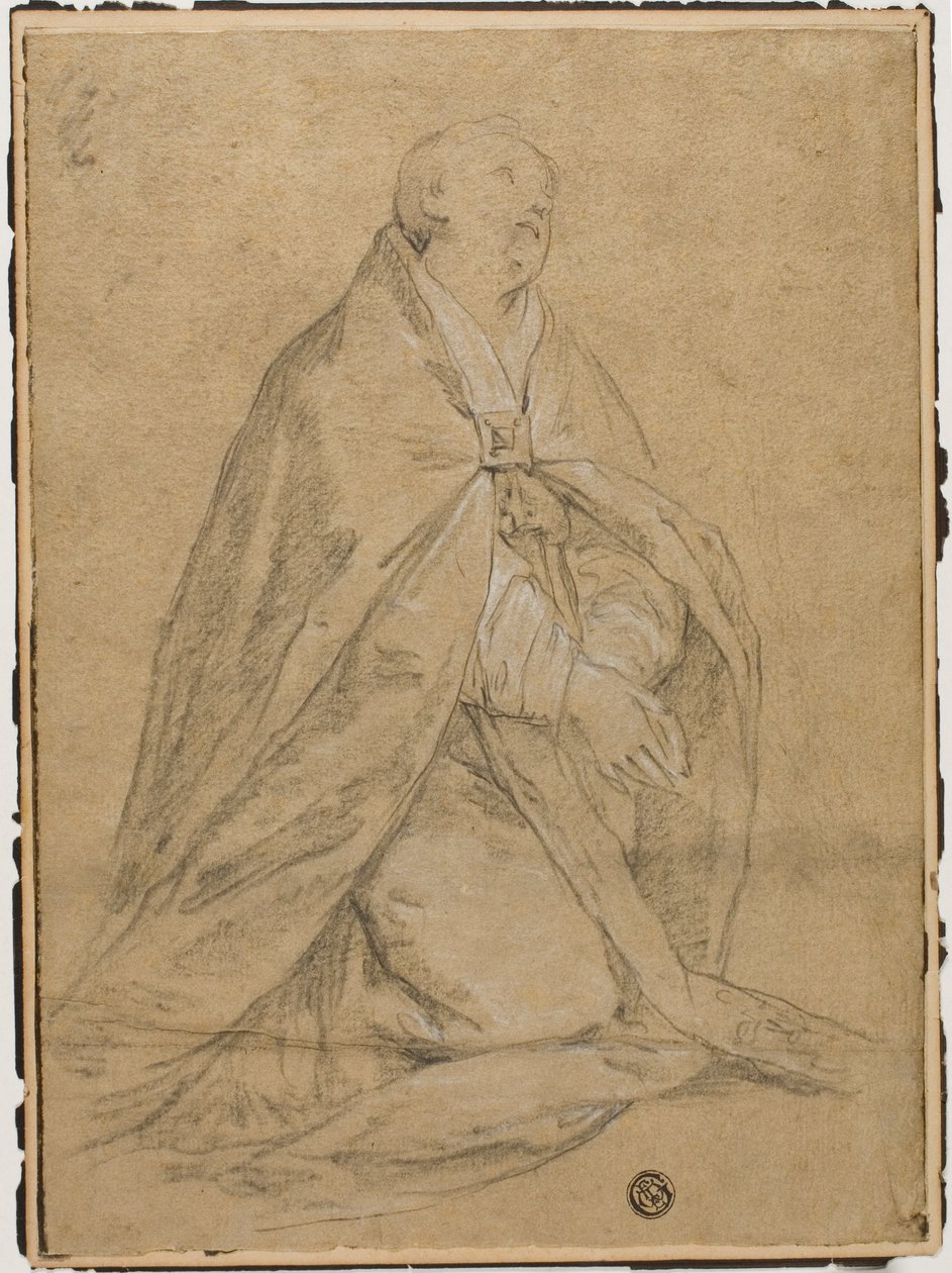 Térdelő egyházi szent alkotó: Unknown Florentine
