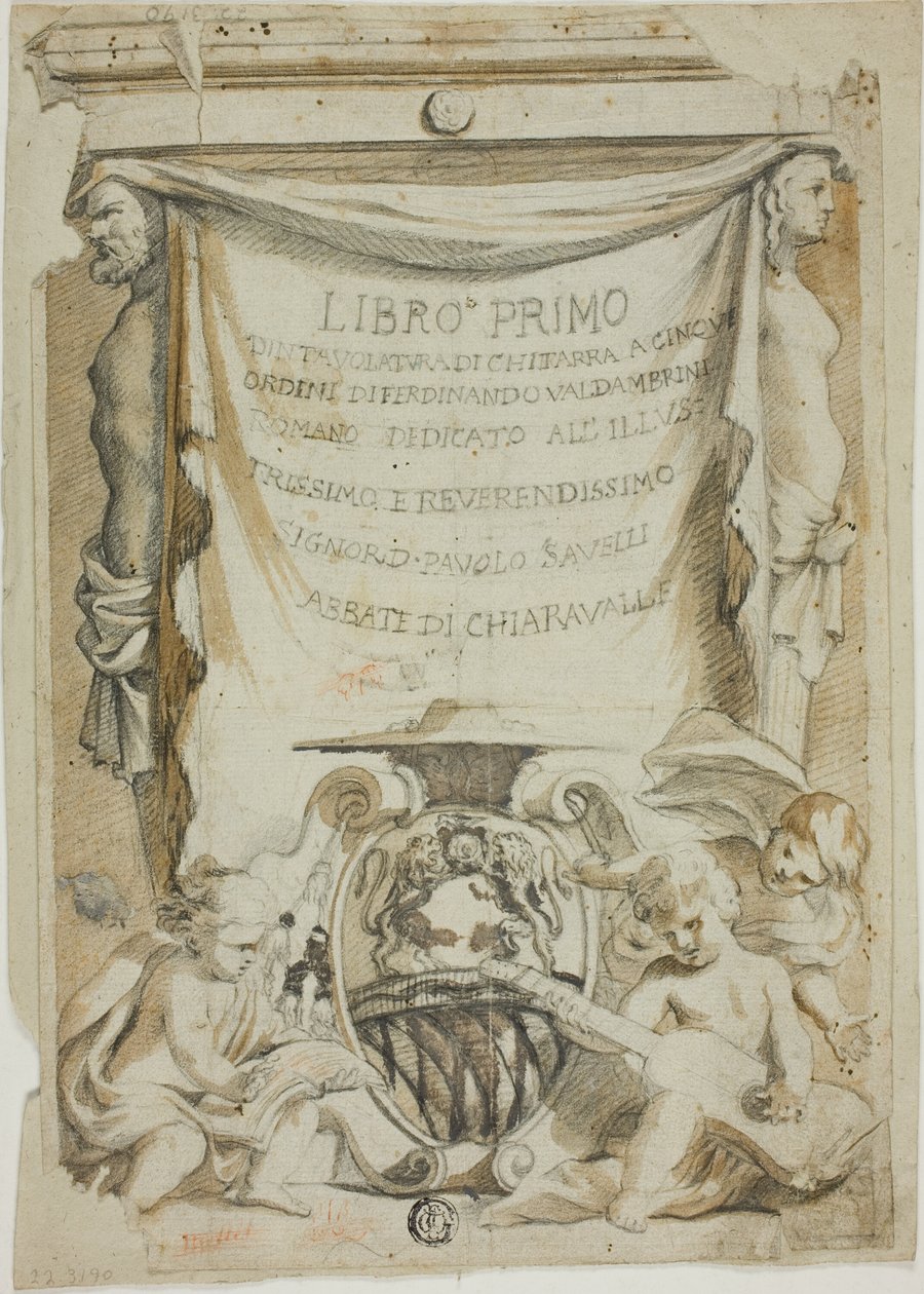 Gitár kézikönyv címoldalának tervezése Ferdinando Valdambrini által alkotó: Unknown Italian