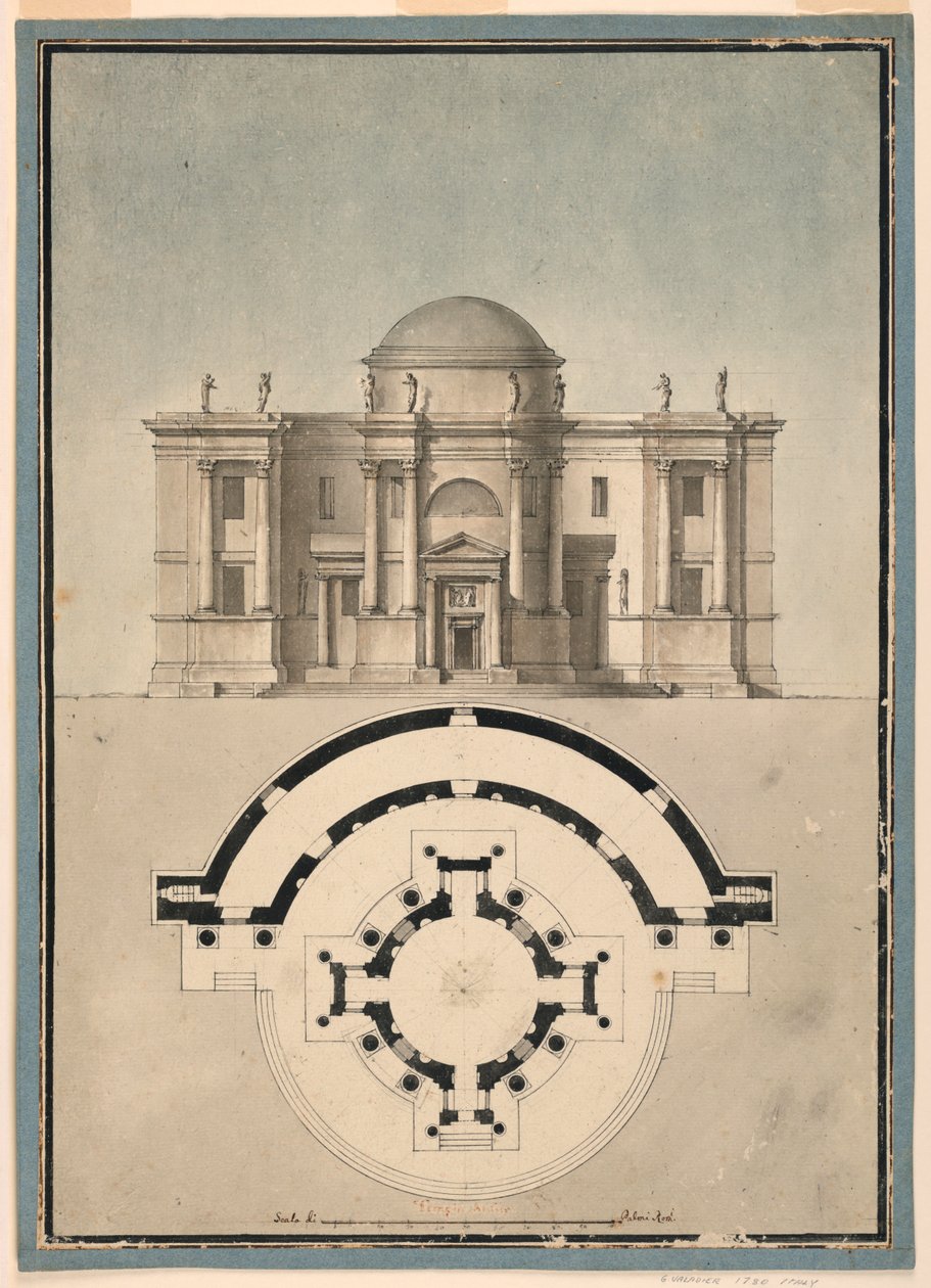 Klasszikus templom kialakítása Tempietto-val és félköríves Aedicule-val alkotó: Unknown, Italian