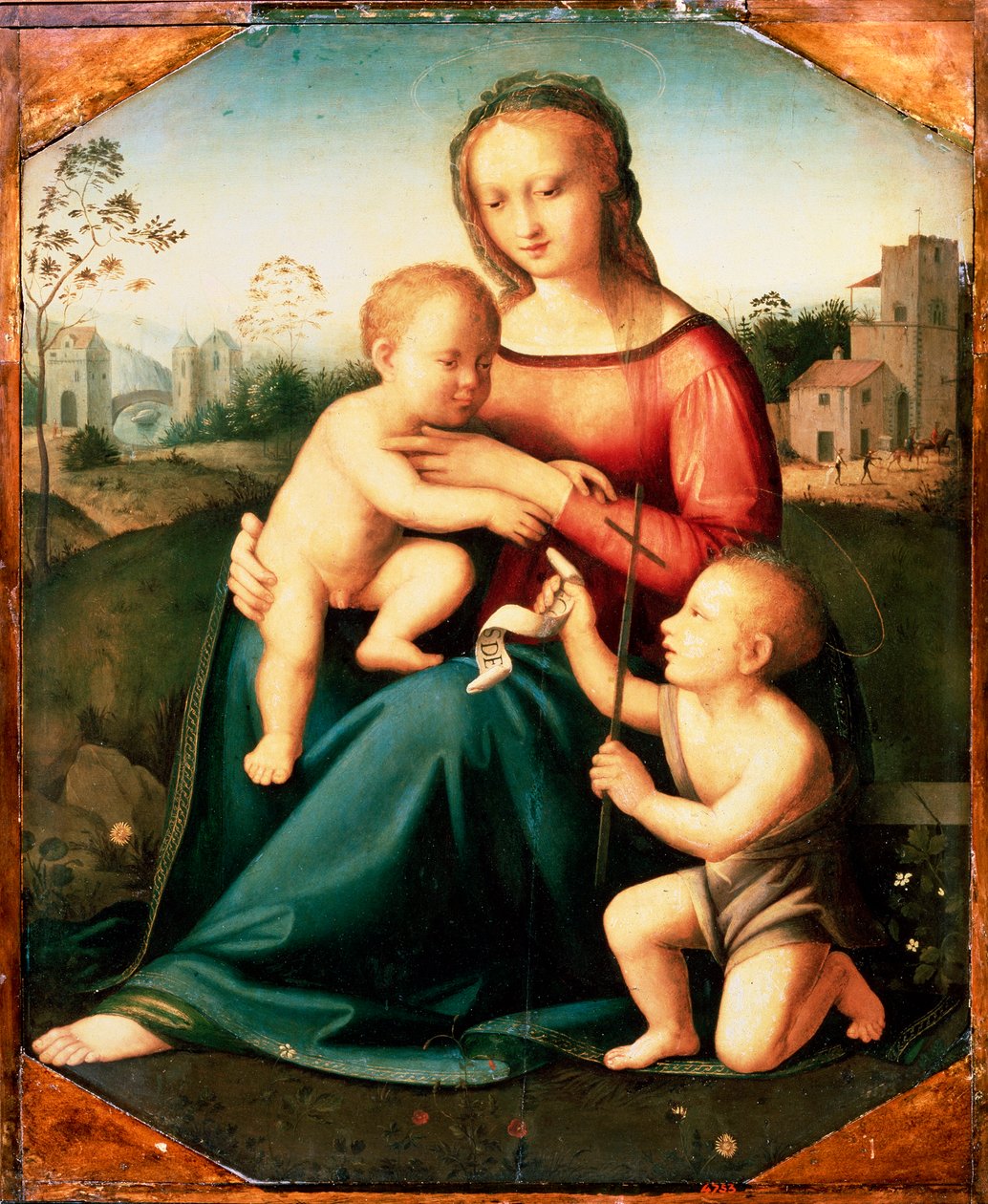 „Szűz és gyermek Keresztelő Jánossal fiúként”, 16. század alkotó: Unknown Old Master