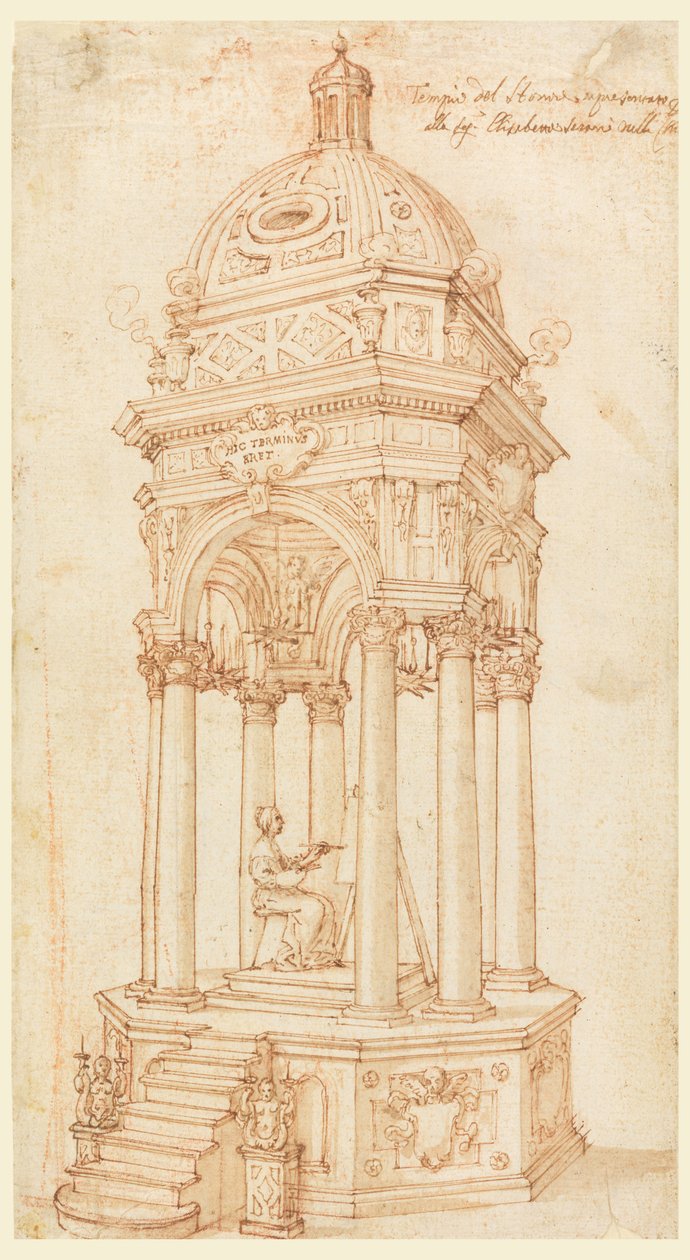 Rajz, Elisabetta Sirani (1638-1665) bolgóniai művésznő katafalkája, 1665 alkotó: Unknown artistUnknown artist