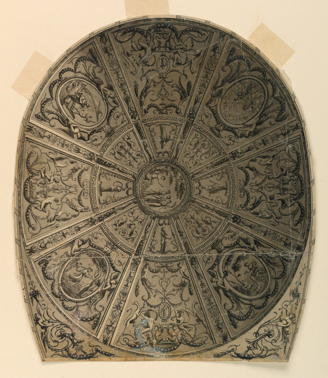 Rajz, mennyezeti kialakítás: 1790 körül. alkotó: Unknown artistUnknown artist