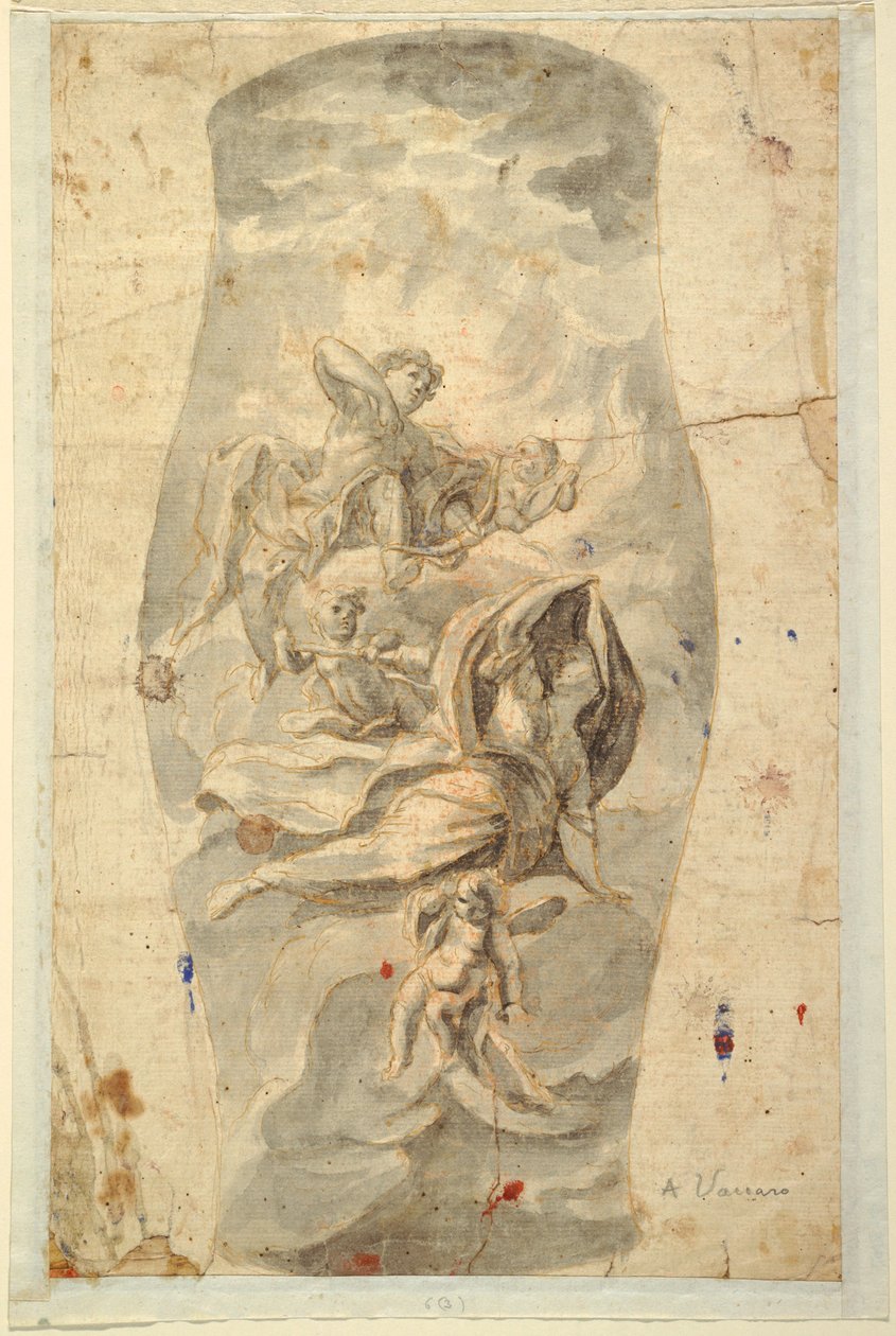 Rajz, mennyezeti rajz Apollóval, 1780 körül. alkotó: Unknown artistUnknown artist