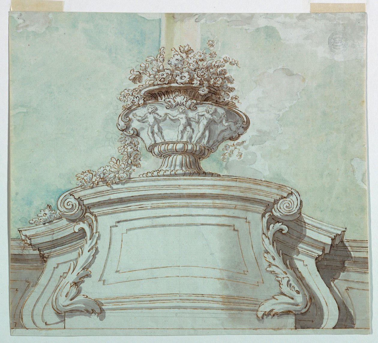 Rajz, Középső mennyezeti panel, 1750-1800 alkotó: Unknown artistUnknown artist