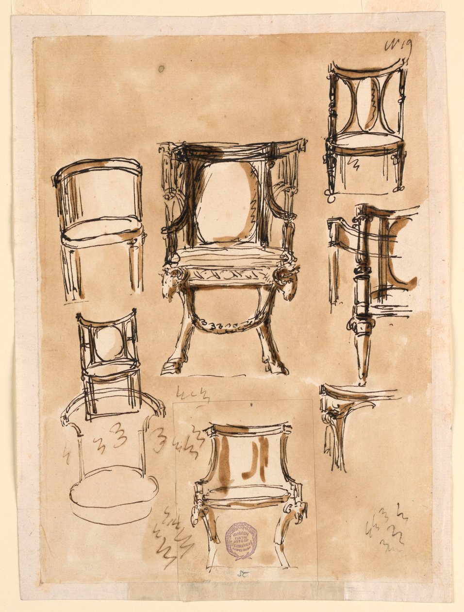 Rajz, székek, 1780-1790 alkotó: Unknown artistUnknown artist