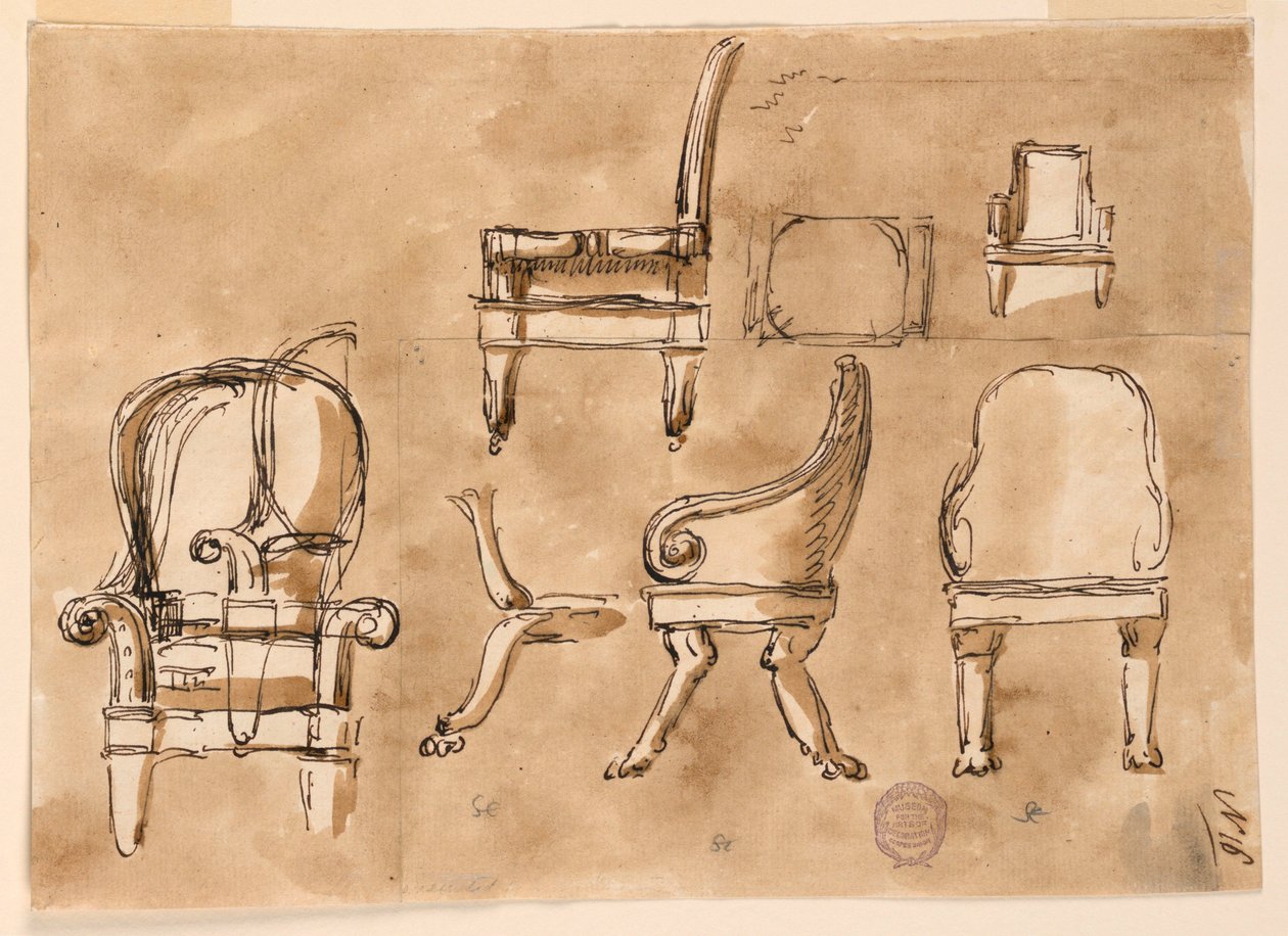 Rajz, székek, 1800 körül alkotó: Unknown artistUnknown artist