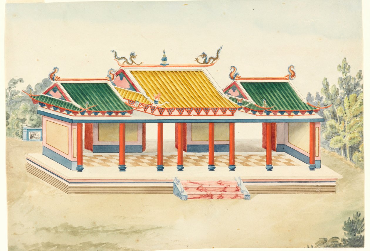 Rajz, Chinoiserie pavilon, 1815-22 alkotó: Unknown artistUnknown artist