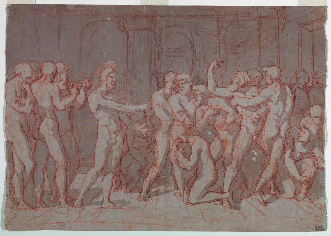 Rajz, Krisztus és a házasságtörő asszony, 1800 körül. alkotó: Unknown artistUnknown artist