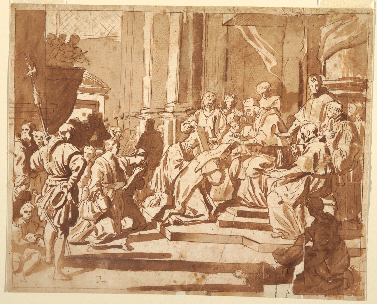 Rajz, XI. Kelemen felavatja unokahúgát apácának, 1700 körül. alkotó: Unknown artistUnknown artist
