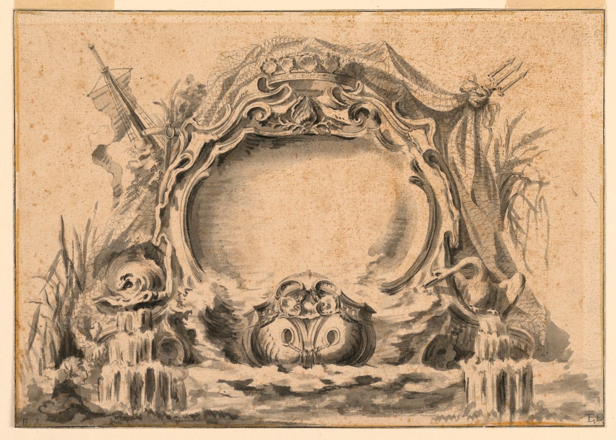 Rajz, Egy címerpajzs másolata az egyik fetes kiadványban, 1740 körül. alkotó: Unknown artistUnknown artist
