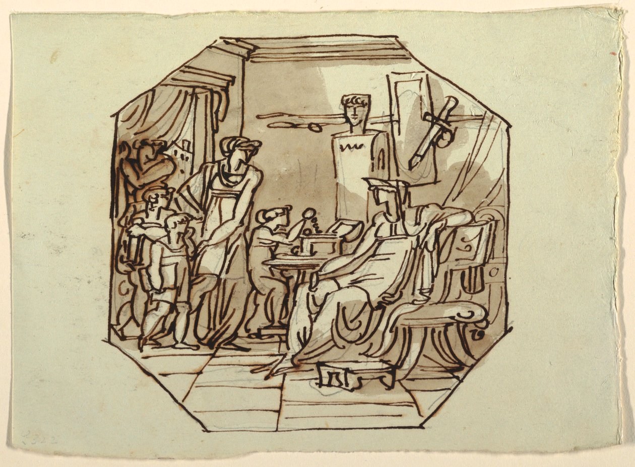 Rajz, Cornelia, a Gracchiak anyja, Palazzo Cavina, Faenza, 1816 alkotó: Unknown artistUnknown artist