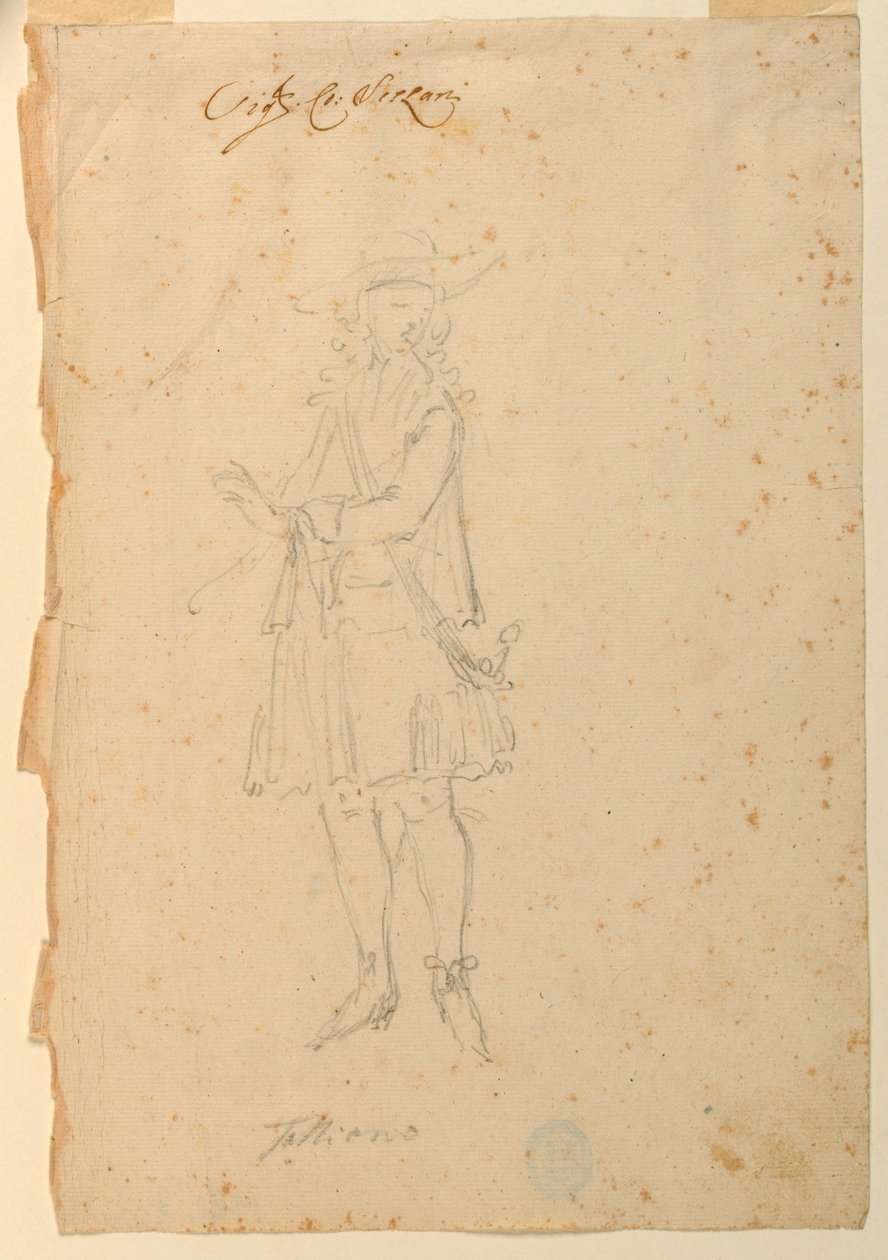 Rajz, jelmeztervezés: 1720 körül. alkotó: Unknown artistUnknown artist