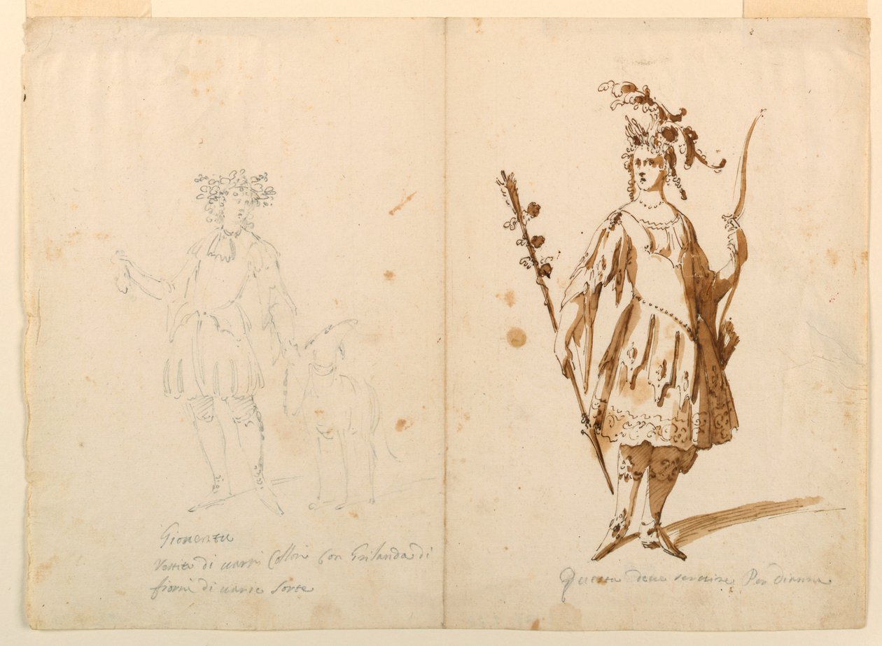 Rajz, jelmeztervezés: 1720 körül. alkotó: Unknown artistUnknown artist