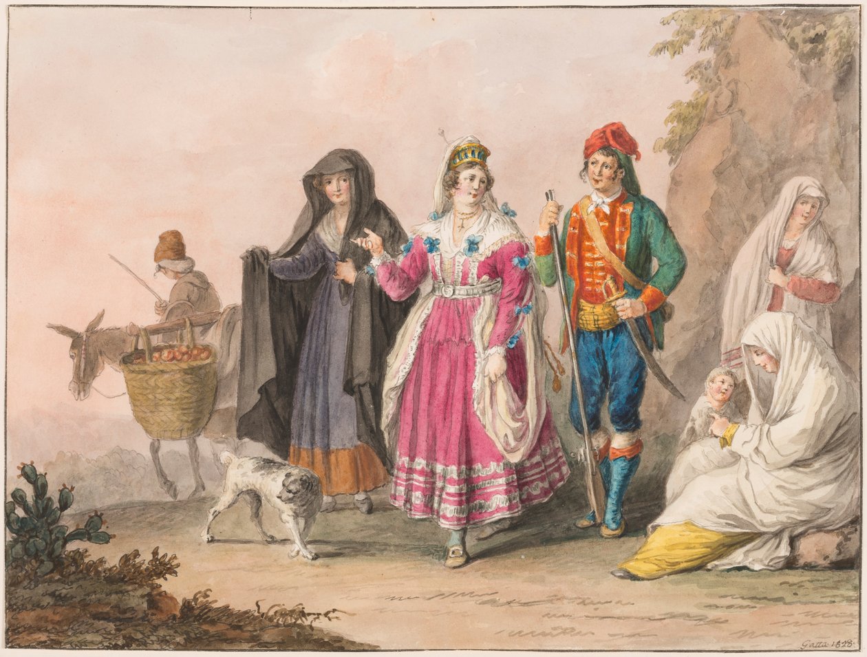 Rajz, Szicíliai viseletek, 1828 alkotó: Unknown artistUnknown artist
