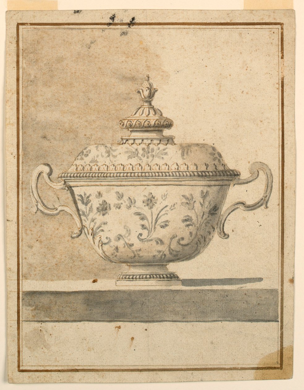 Rajz, Fedeles kerámia tál, 1750-90 alkotó: Unknown artistUnknown artist