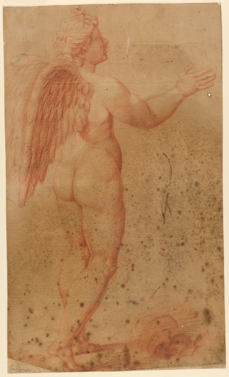 Rajz, Ámor a Zeusszal vitatkozó Amorból, Raffaello után, 1550-1600 alkotó: Unknown artistUnknown artist