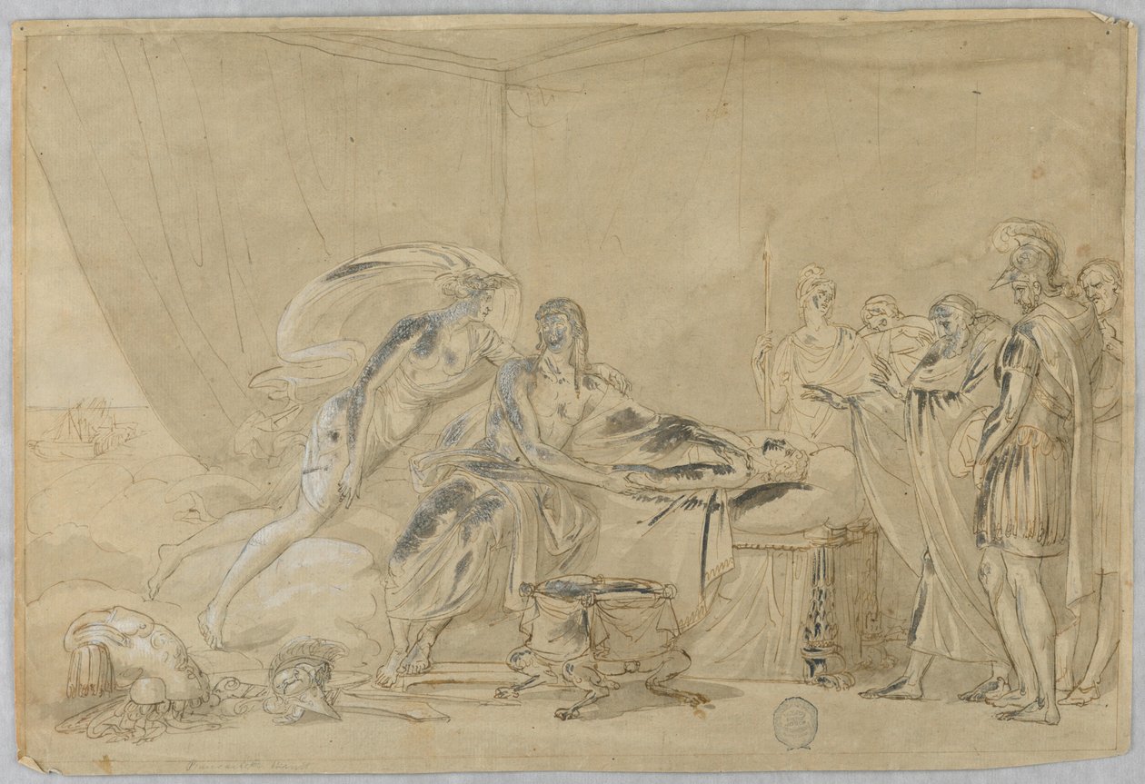 Rajz, Meleager vagy egy hős halála, 16-19. század alkotó: Unknown artistUnknown artist