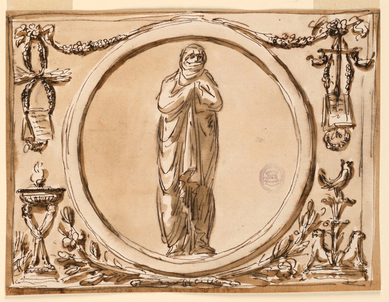 Rajz, Egy panel díszítése, 1789-1793 alkotó: Unknown artistUnknown artist