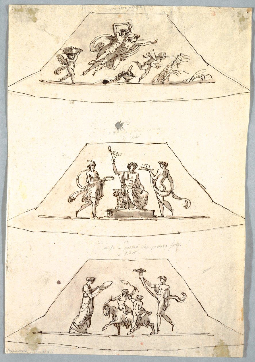 Rajz, dekoratív projekt: Flóra és Zefiro, 1815 körül. alkotó: Unknown artistUnknown artist