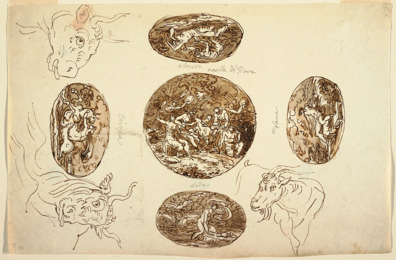 Rajz, Jupiter cselekedetei, egy mennyezethez, 1812 alkotó: Unknown artistUnknown artist
