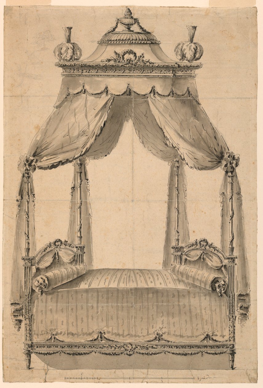 Rajz, Ágyterv, 1785 körül. alkotó: Unknown artistUnknown artist