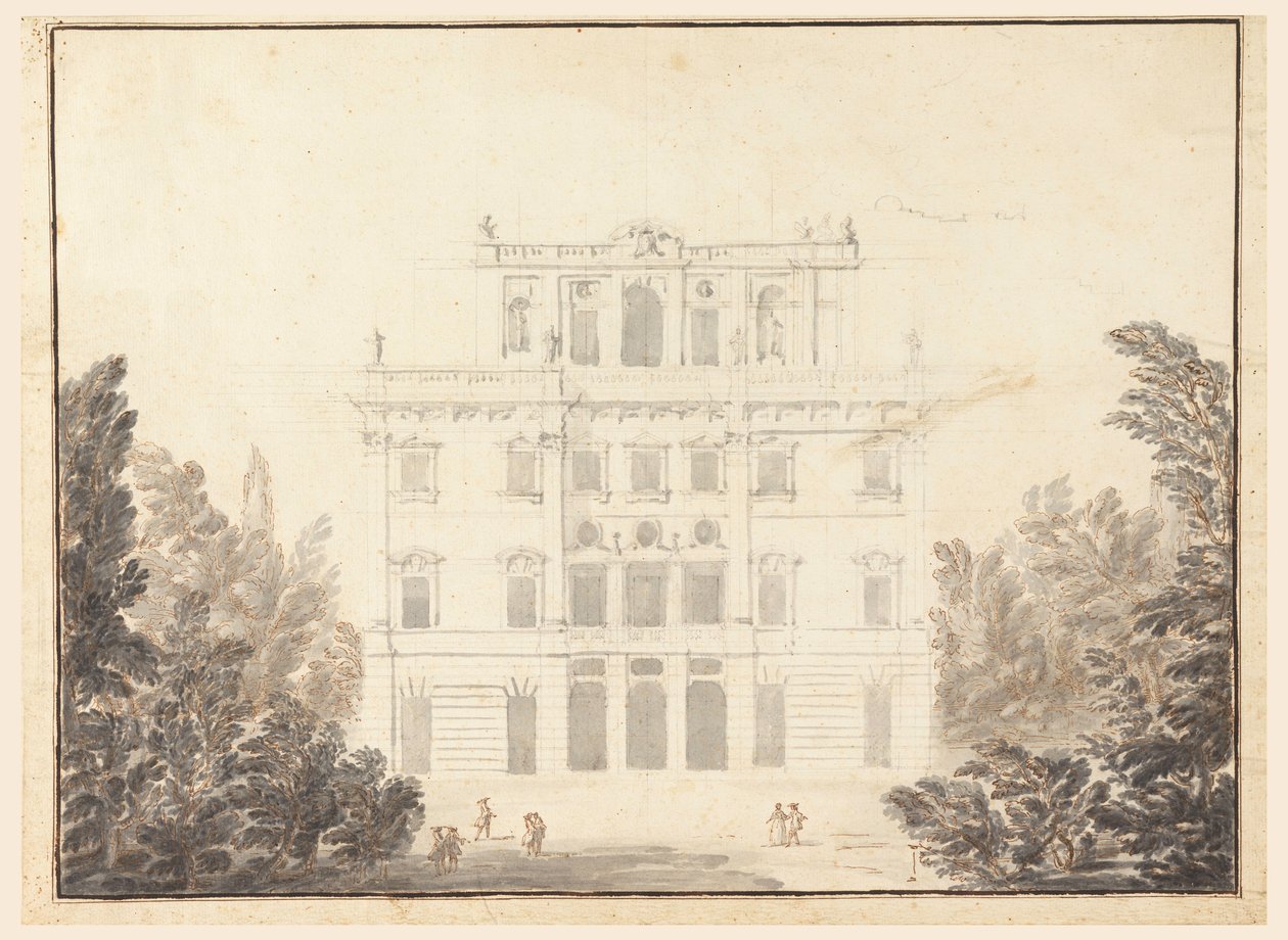 Rajz, Egy parkban lévő kaszinó terve, 1728-84 alkotó: Unknown artistUnknown artist