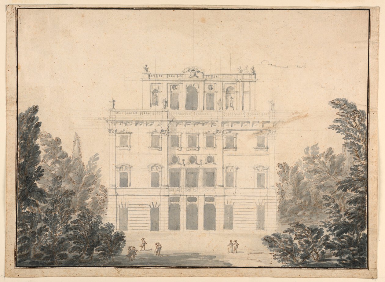 Rajz, Egy parkban lévő kaszinó terve, 1728-84 alkotó: Unknown artistUnknown artist