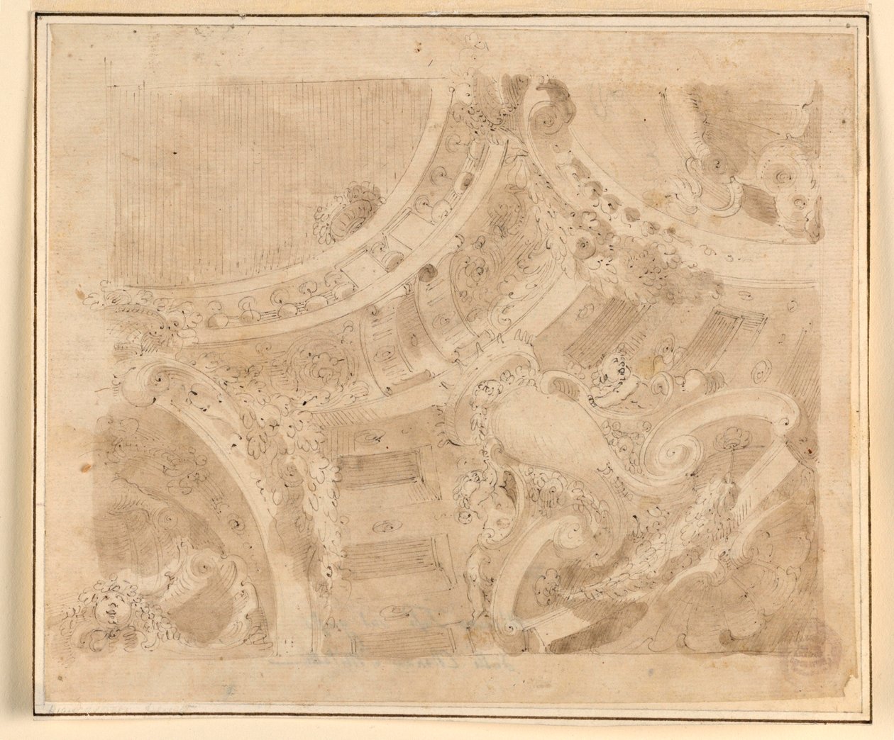 Rajz, mennyezeti terv, 1700-1750 alkotó: Unknown artistUnknown artist