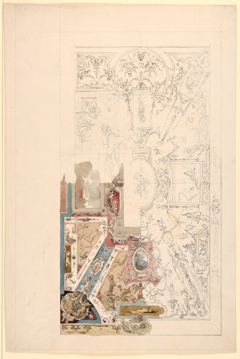 Rajz, mennyezeti terv, 1750-1800 alkotó: Unknown artistUnknown artist