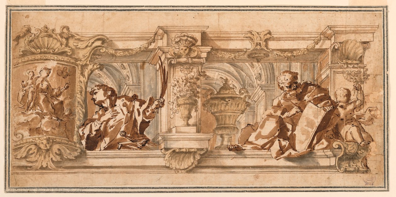 Rajz, terv egy mennyezeti frízhez, 1680 körül. alkotó: Unknown artistUnknown artist