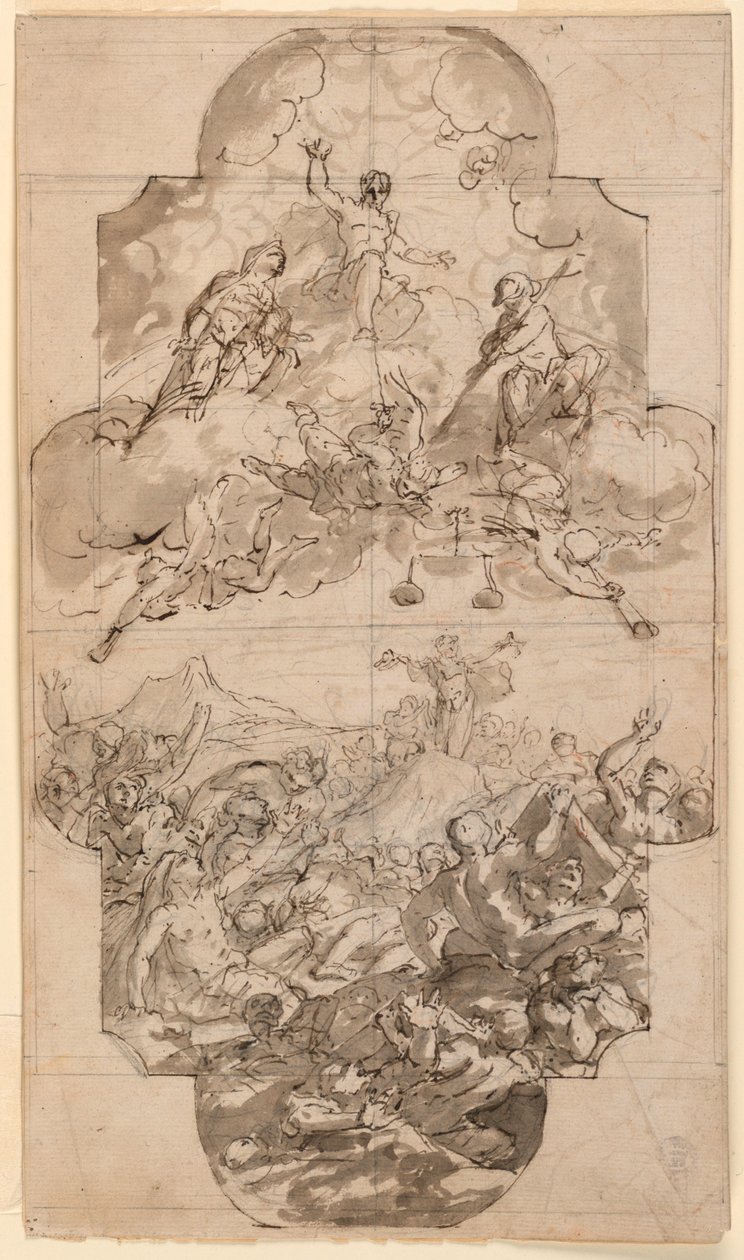 Rajz, Templom mennyezetének terve, 1700-1750 alkotó: Unknown artistUnknown artist