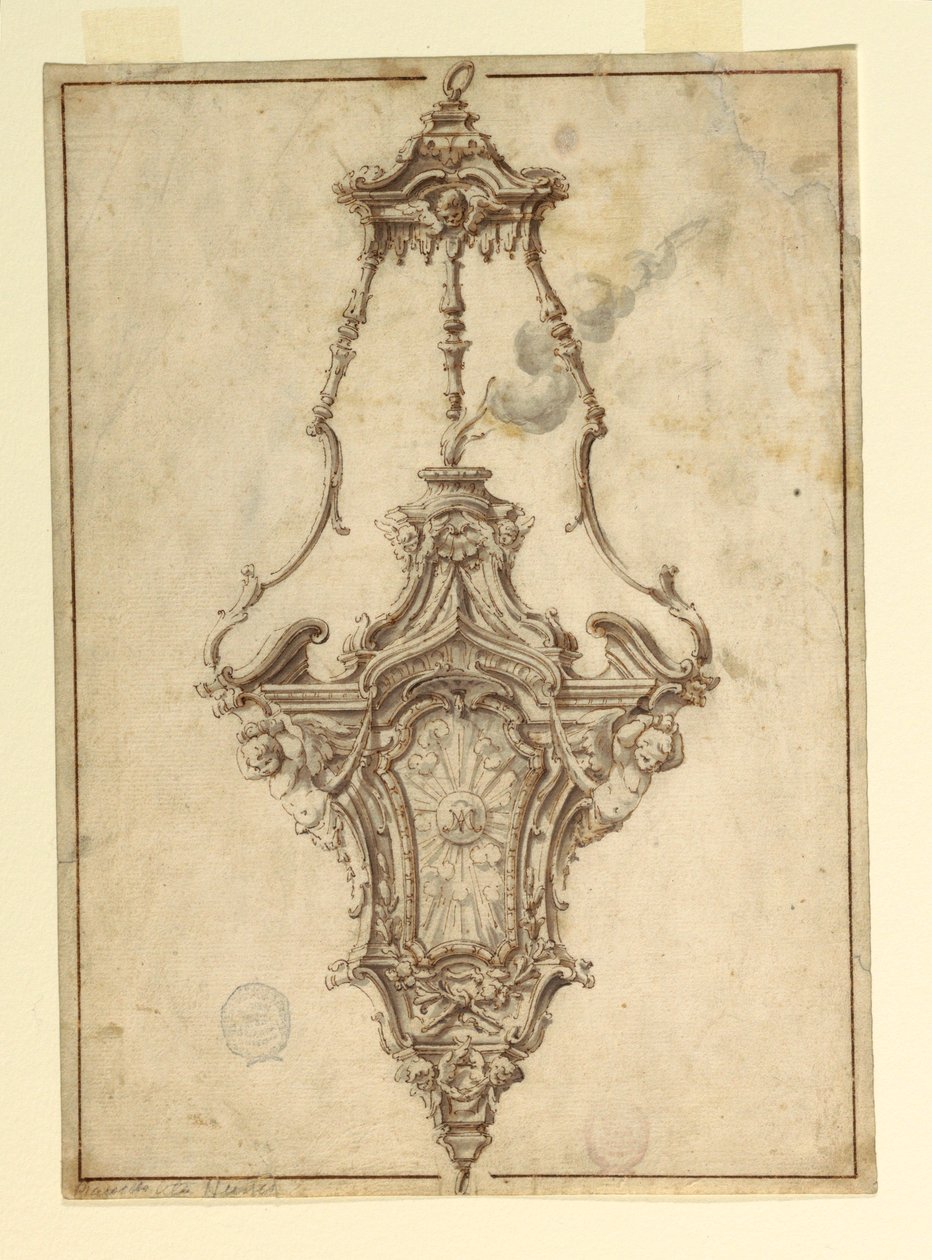 Rajz, füstölőedény tervrajza, 1725-1750 alkotó: Unknown artistUnknown artist