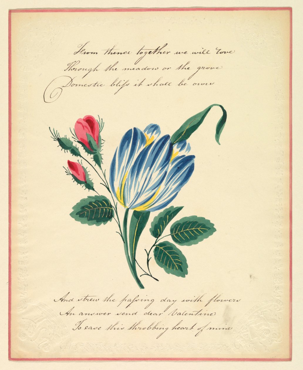 Üdvözlőkártya, "Onnan együtt fogunk szeretni...", 1819 körül. alkotó: Unknown artistUnknown artist