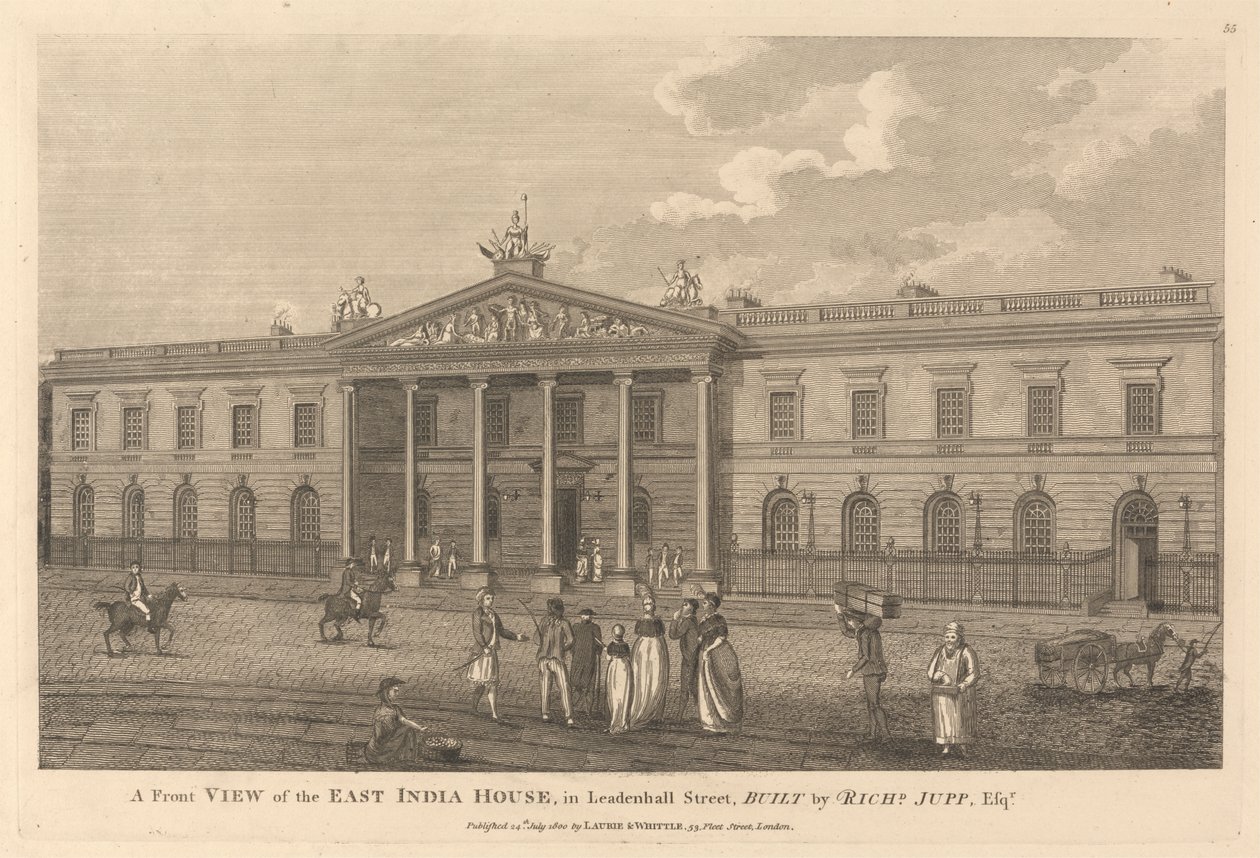 A kelet-indiai ház elölnézete a Leadenhall Streeten alkotó: Unknown artist